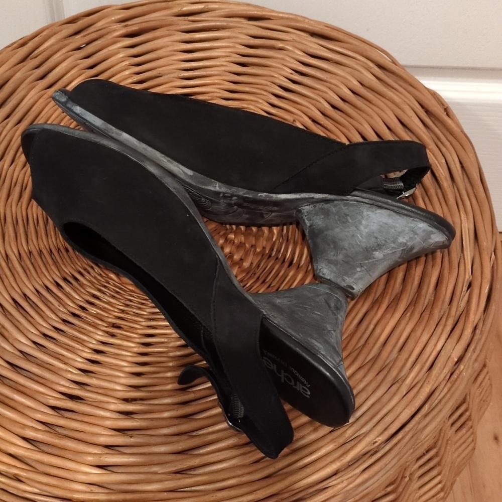 Arche Black Leather Slingback Sandals EU 41 / US 10 - Picture 5 of 7